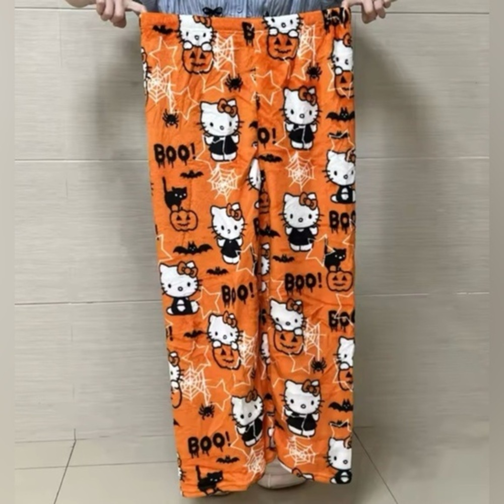 Sanrio Hello Kitty Halloween Pajamas Pants Orange Women Size XL